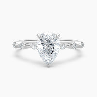Petite Diamond Station Hidden Halo 10k Gold Engagement Ring