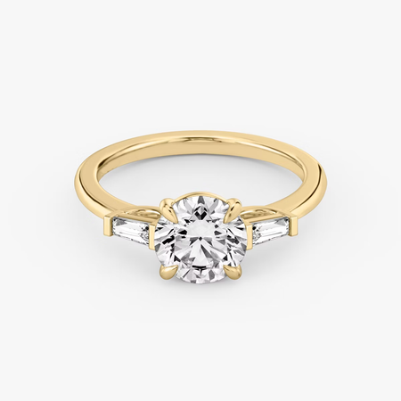 Three-Stone Rings Round Diamond 10k Gold Ring