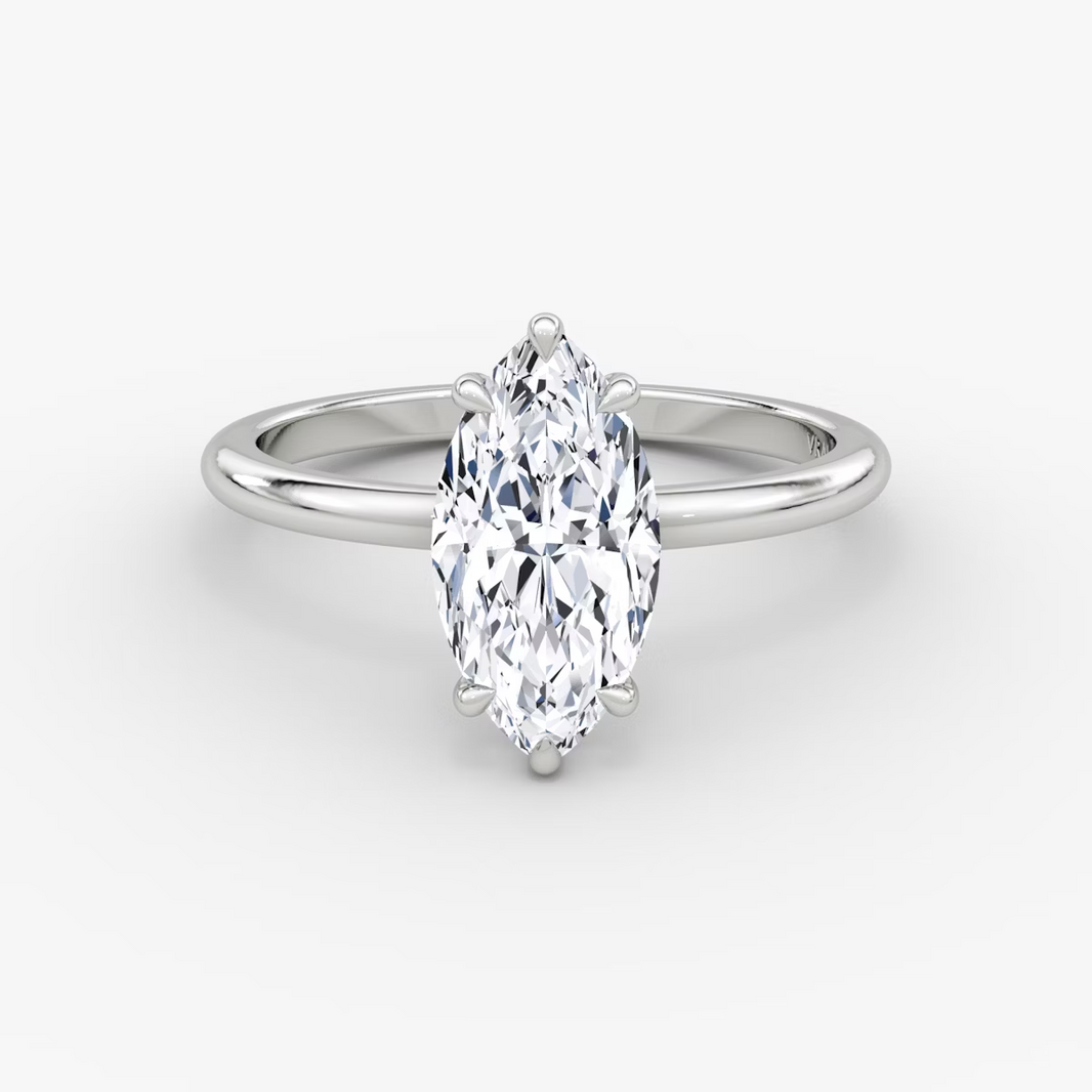 925 Silver Engagement Ring Marquise Moissanite Diamond Ring