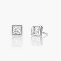 Princess Moissanite Diamond 10k Gold Earrings