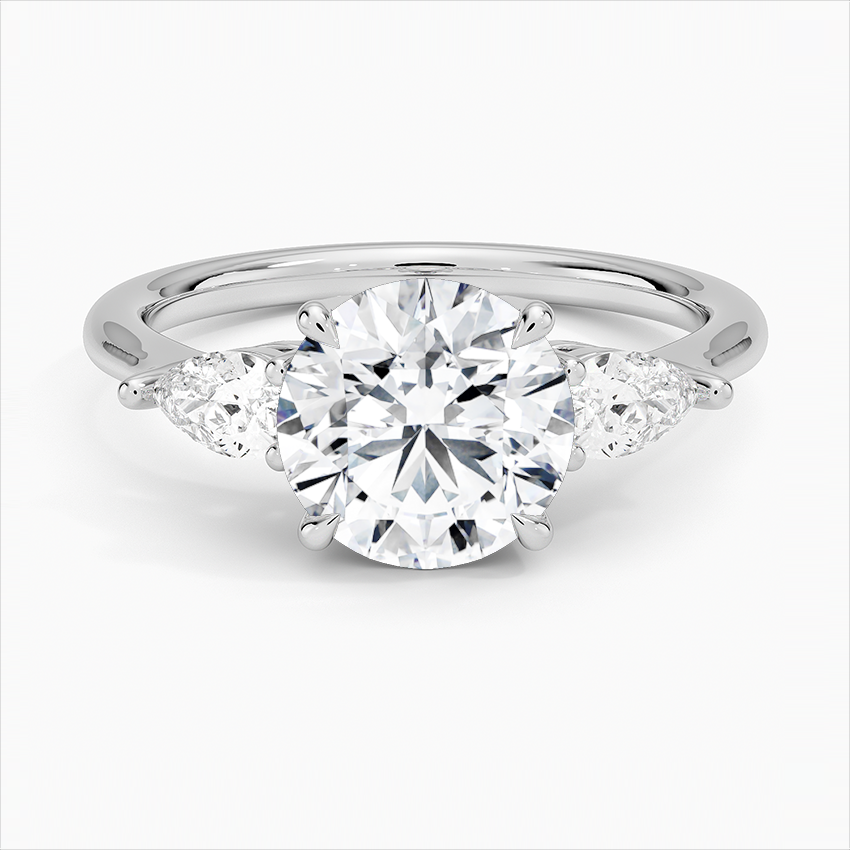 Camellia Milgrain Diamond Engagement Ring Three-Stone 925 Silver