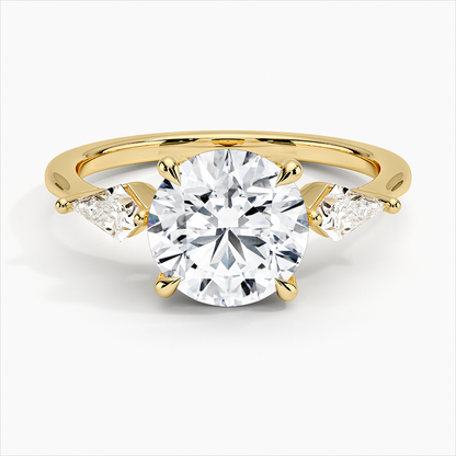 Luxe Cometa Three Stone 10k Gold Diamond Engagement Ring