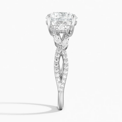 Luxe Willow Three-Stone Diamond 10k Gold Engagement Ring