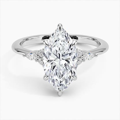 Marquise Diamond Engagement 10k Gold Ring Three-Stone