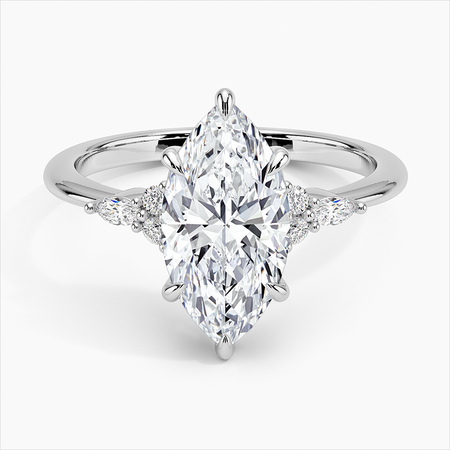 Marquise Diamond Engagement 10k Gold Ring Three-Stone