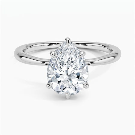 Engagement Ring Pear 925 Silver Diamond Solitaire