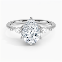 Pear Three-Stone 925 Silver Ring Engagement Ring Pear Diamond