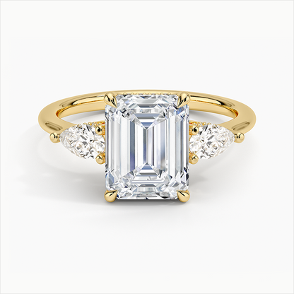 Luxe Nadia Pavé 10k Gold Diamond Engagement Ring Three-Stone