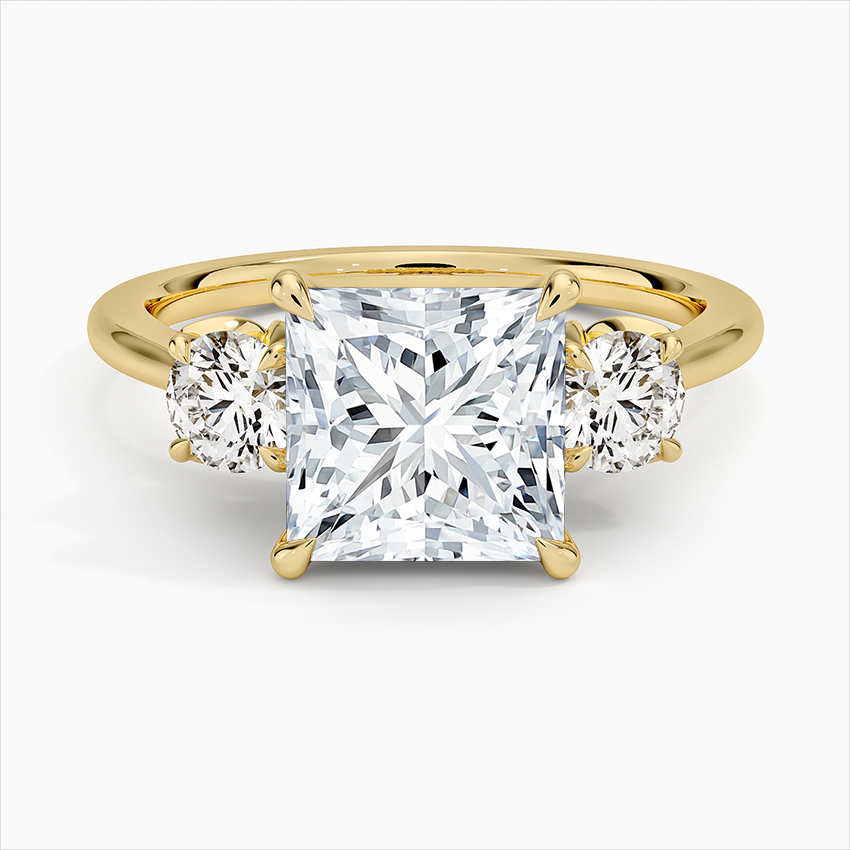 Petal Three-Stone 10k Gold Diamond Engagement Ring