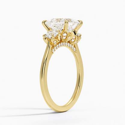 Petal Three-Stone 10k Gold Diamond Engagement Ring