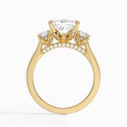 Petal Three-Stone 10k Gold Diamond Engagement Ring