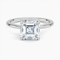 Asscher Diamond 925 Silver Engagement Ring Asscher Solitaire