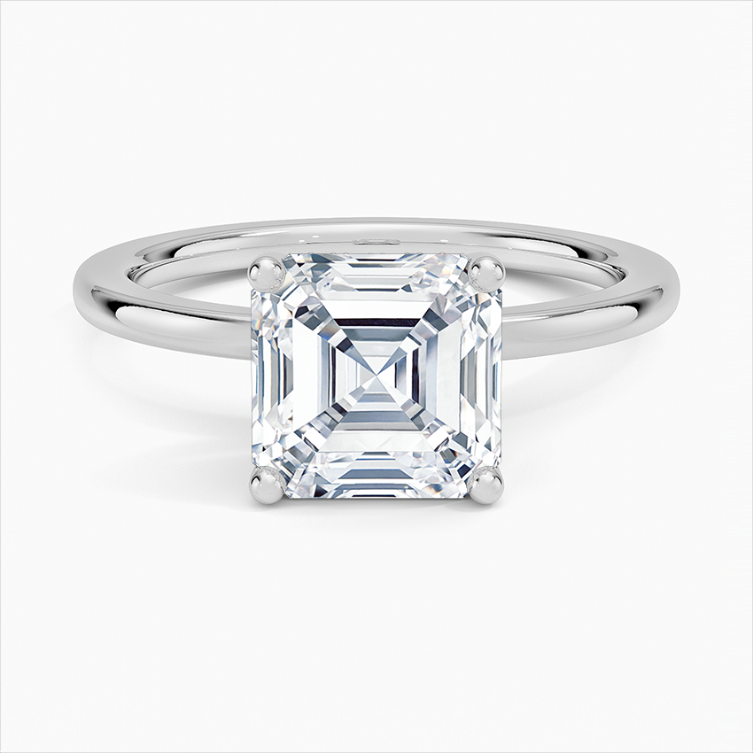 Asscher Shape Diamond Engagement Ring Solitaire 925 Silver