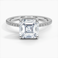 Engagement Ring Asscher Diamond Moissanite Diamond 10k Gold