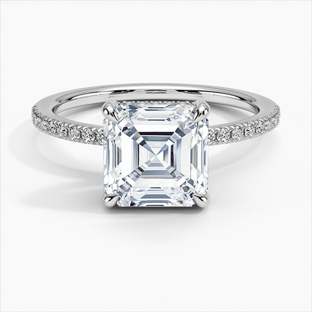 Engagement Ring Asscher Diamond Moissanite Diamond 10k Gold