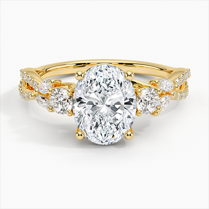 Luxe Willow Three Stone 10k Gold Diamond Engagement Ring