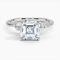 Three-Stone 925 Silver Ring Engagement Ring Asscher Diamond