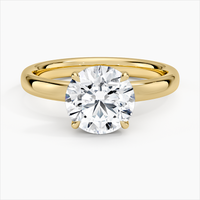 Engagement 14k Gold 2.5mm Solitaire Engagement Ring Round Diamond