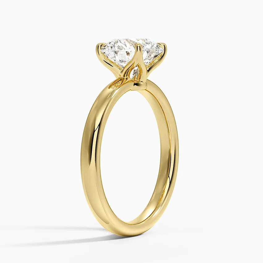 Engagement 14k Gold 2.5mm Solitaire Engagement Ring Round Diamond