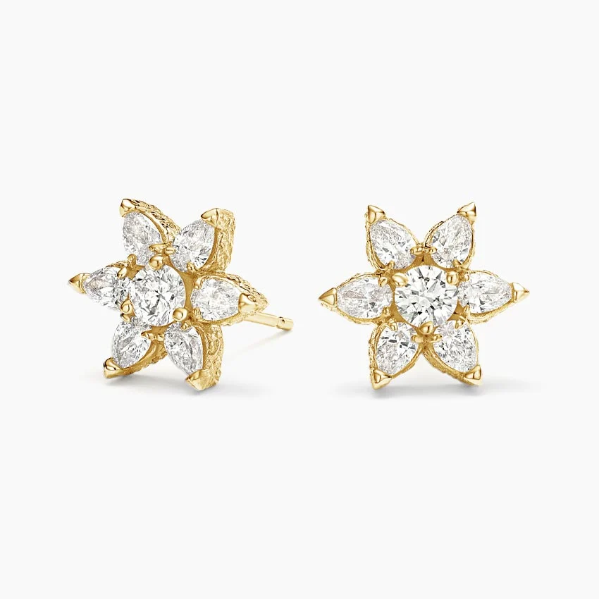 Logan Hollowell Flora Moissanite Diamond Earrings Engagement Jewelry 10k Gold