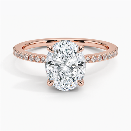 Perfect Fit Half-Coverage Hidden Gemstone Diamond Engagement Ring 14k RoseGold