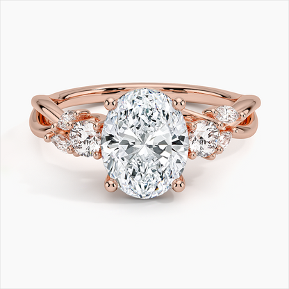 Willow Luxury Three-Stone Diamond Ring 14k RoseGold Engagement Ring