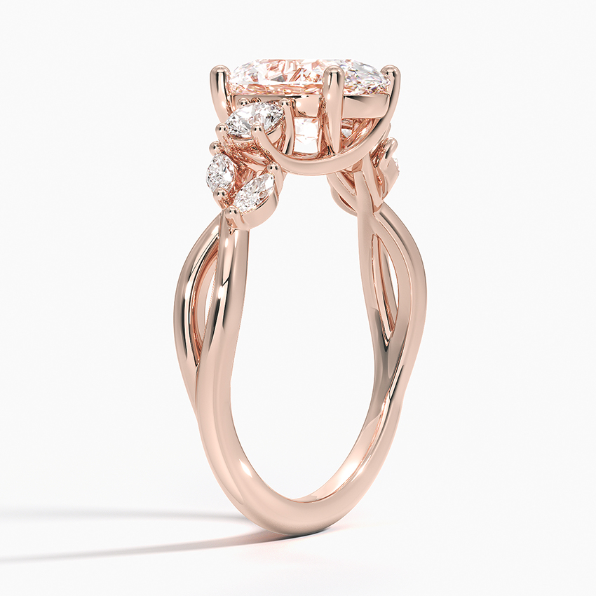 Willow Luxury Three-Stone Diamond Ring 14k RoseGold Engagement Ring