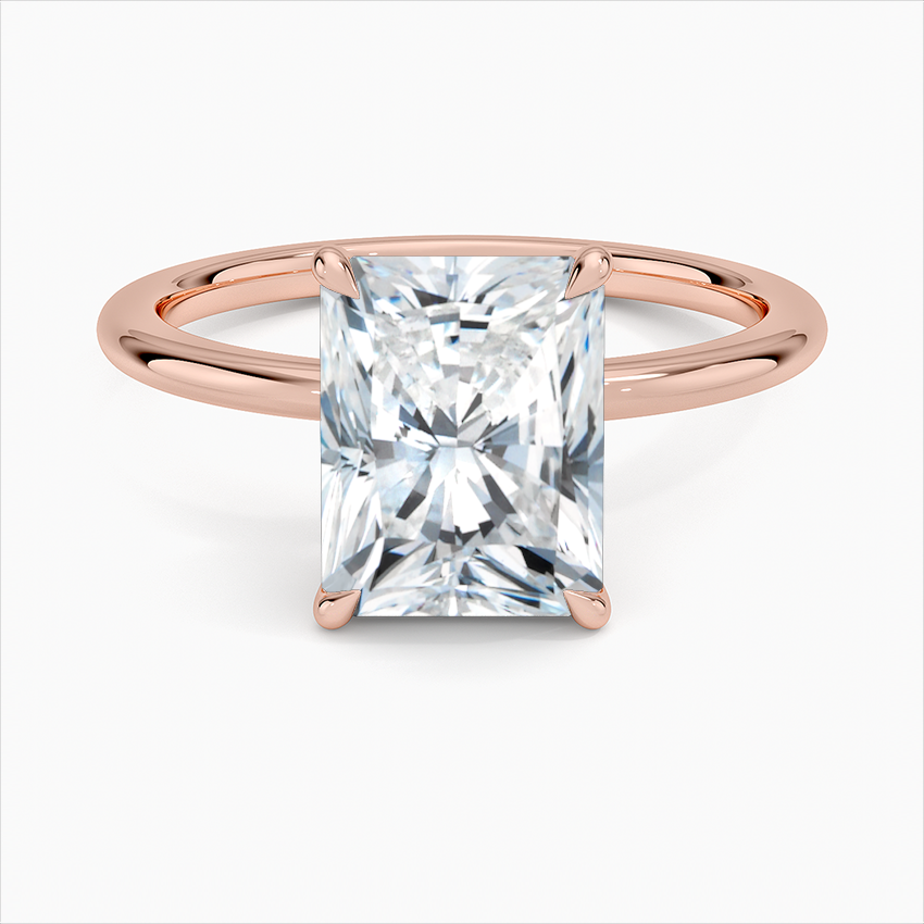 Petite Elodie 1.5mm Ring 10k RoseGold Engagement Ring Radiant Diamond