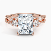 Luxury Willow Three-Stone Diamond Ring 10k RoseGold Engagement Ring