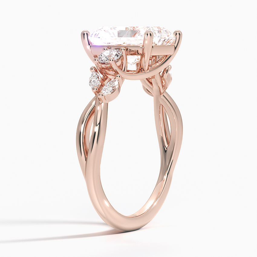 Luxury Willow Three-Stone Diamond Ring 10k RoseGold Engagement Ring