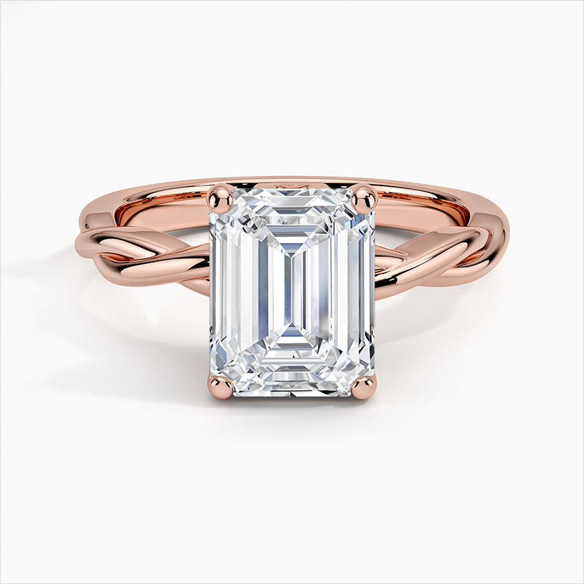 18k RoseGold Emerald Diamond Ring Lab Diamond Solitaire