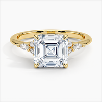 Lab Diamond Engagement Ring 18k Gold Ring Three-Stone Asscher Shape