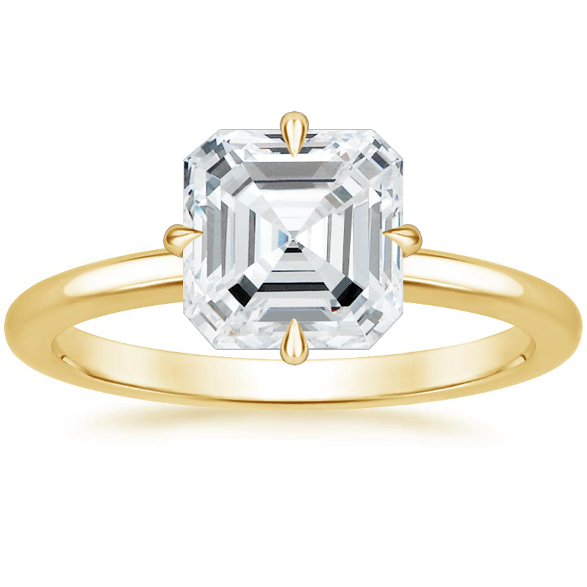 10k Gold Ring Asscher Diamond Solitaire Engagemengt Ring