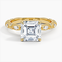 Luxury 18k Gold Asscher Diamond Engagement Ring Gemstone