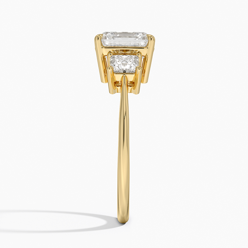 Luxury Asscher 18k Gold Ring Engagement Three-Stone Ring