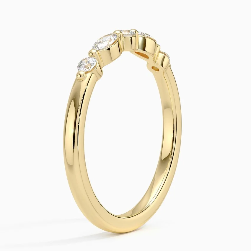 14k Gold Sidestone Wedding Ring Diamond