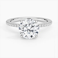 18k White Gold Engagement Ring Round Diamond Gemstone Ring Lab Diamond