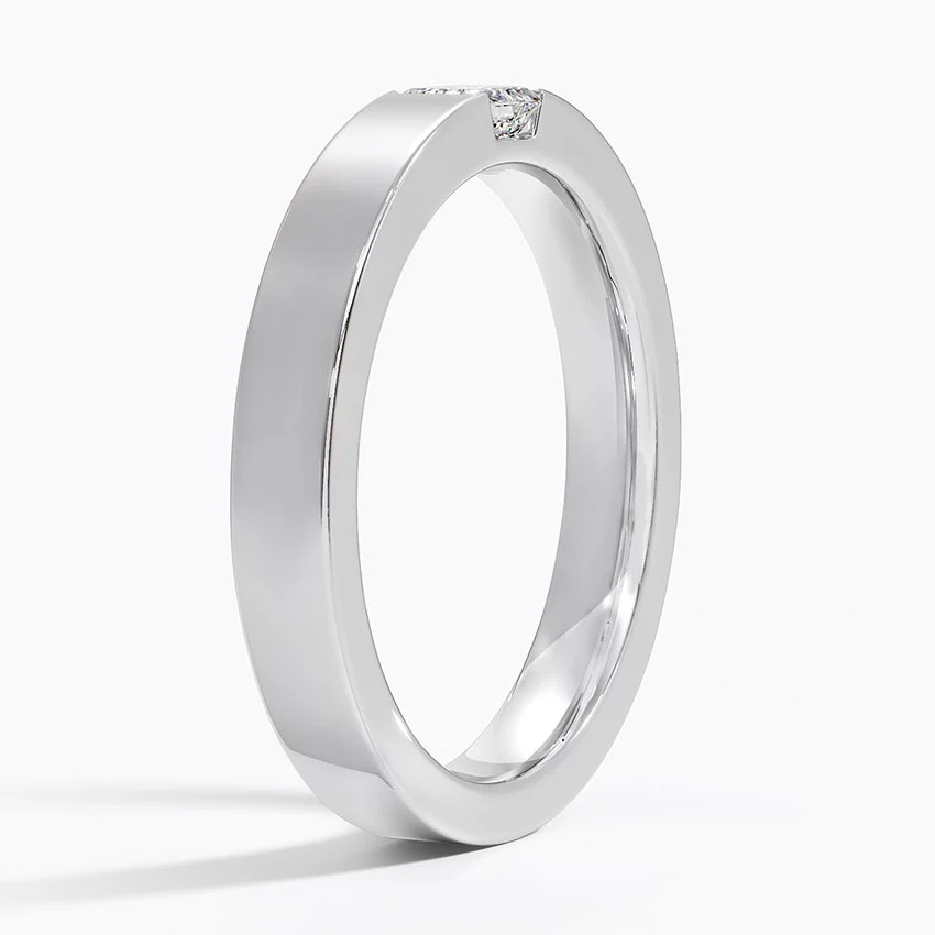 3mm White Gold Men's Ring Diamond Wedding Ring