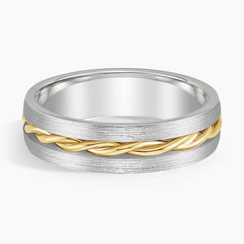 14k White Gold & Yellow Gold Wedding Ring Men's Ring