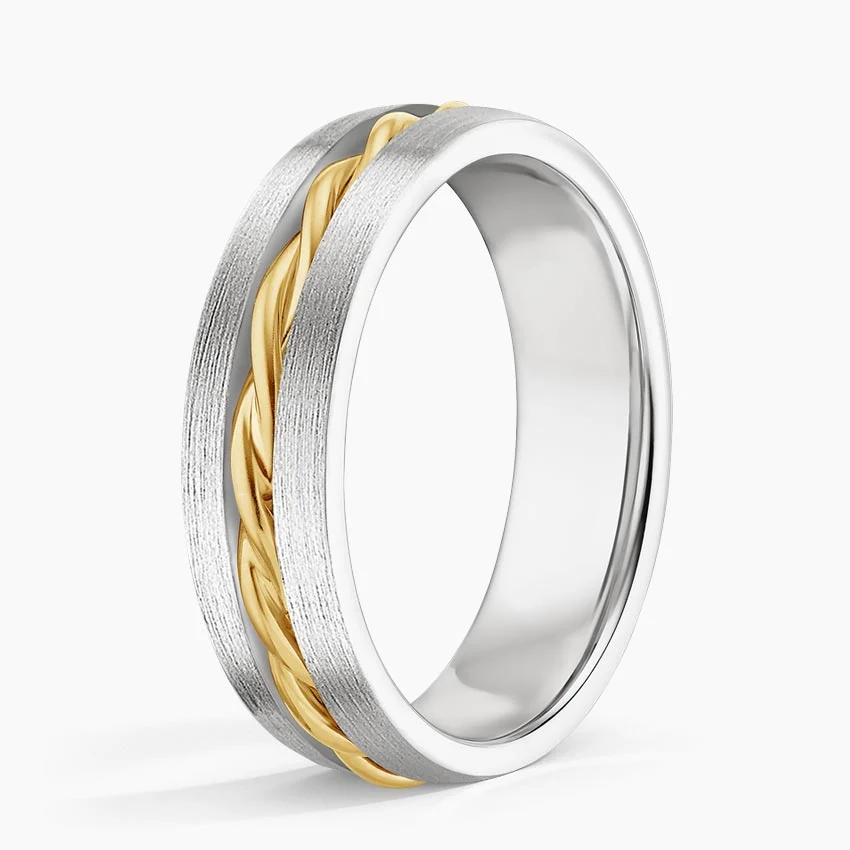 14k White Gold & Yellow Gold Wedding Ring Men's Ring