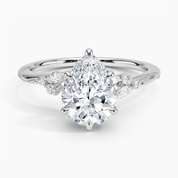 Camellia Milgrain Diamond Engagement Ring 10k Gold