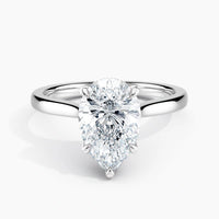 Tapered Classic Hidden Halo 925 Silver Engagement Ring Pear Dimond