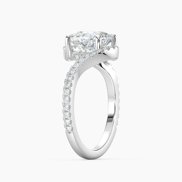 Bypass Halo Engagement Ring 10k Gold