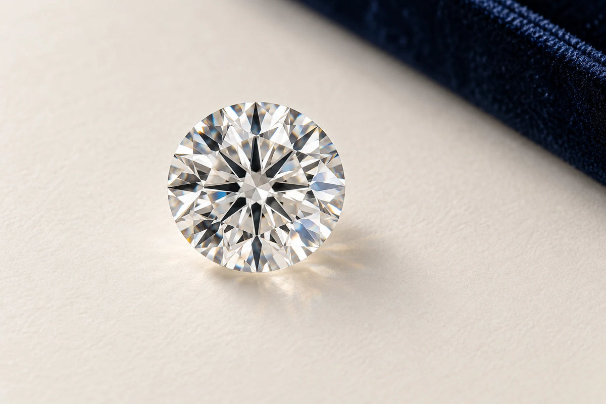 Concept study of crisp symmetrical round-brilliant diamond facets on ivory paper