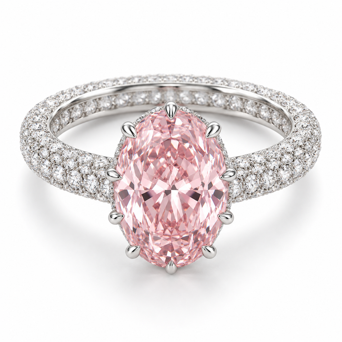 Pink oval · full pavé band