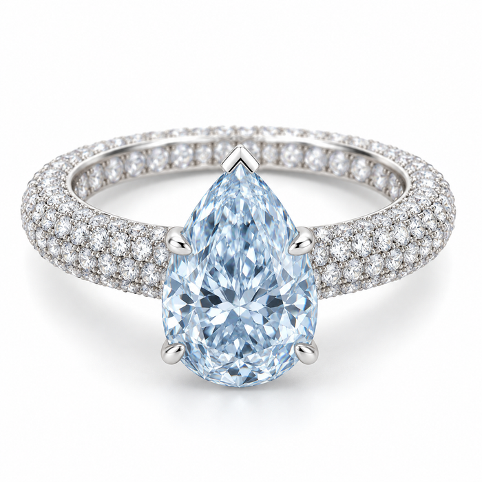 Blue pear · full pavé band
