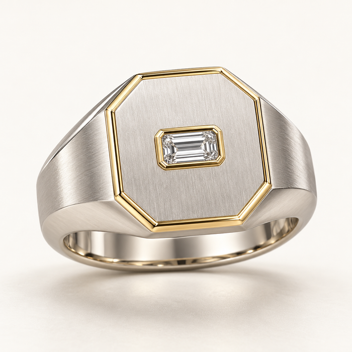 Octagonal diamond signet