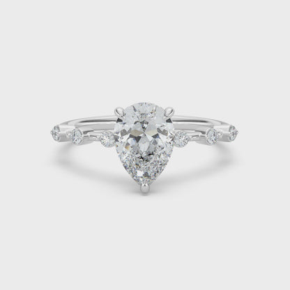 Petite Diamond Station Hidden Halo 10k Gold Engagement Ring